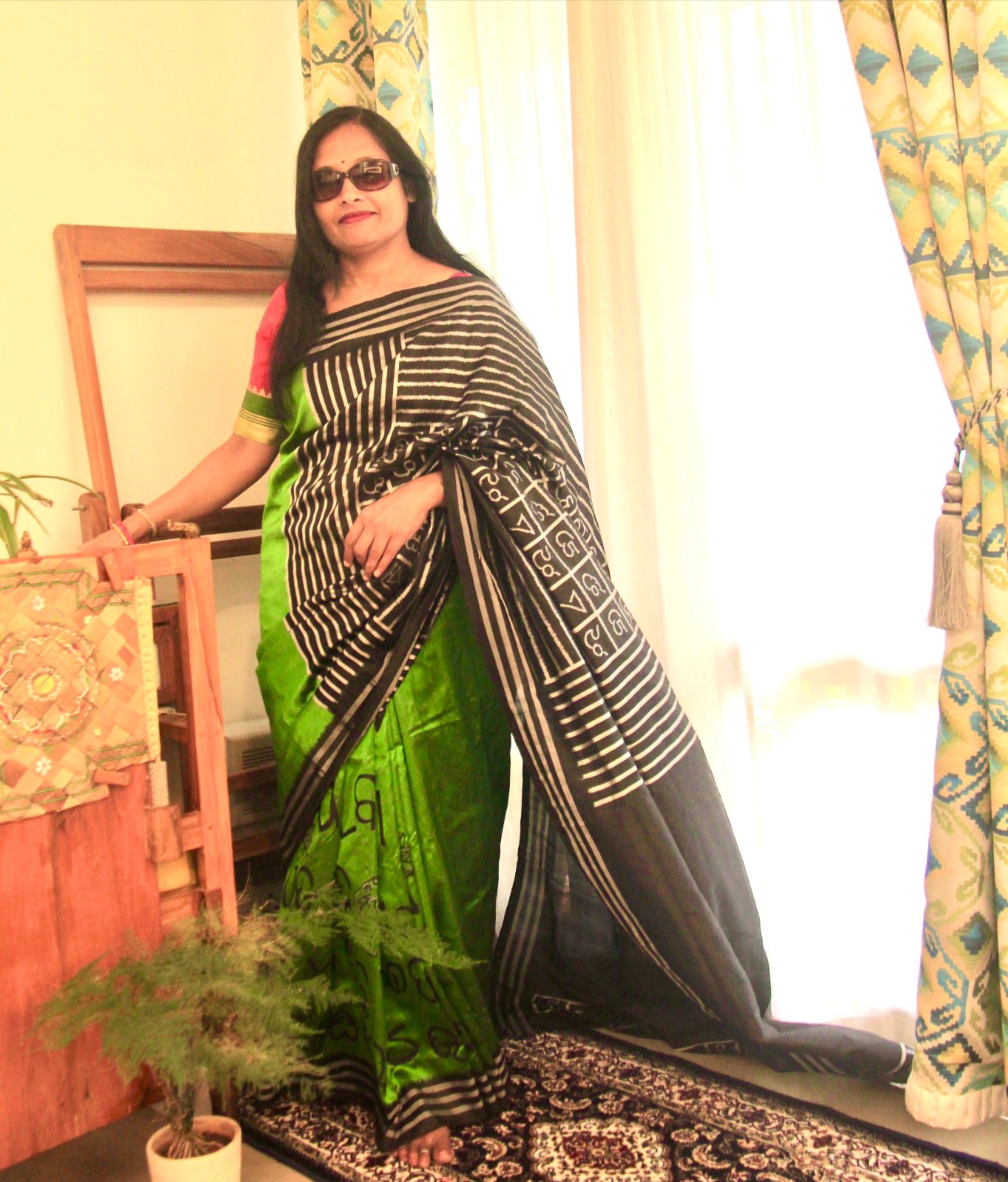 Mulberry silk handwoven & hand painted (patachitra) saree