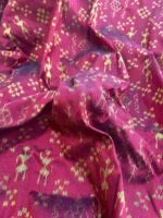 Community living of tribals mulberry silk tie-dye ikat saree