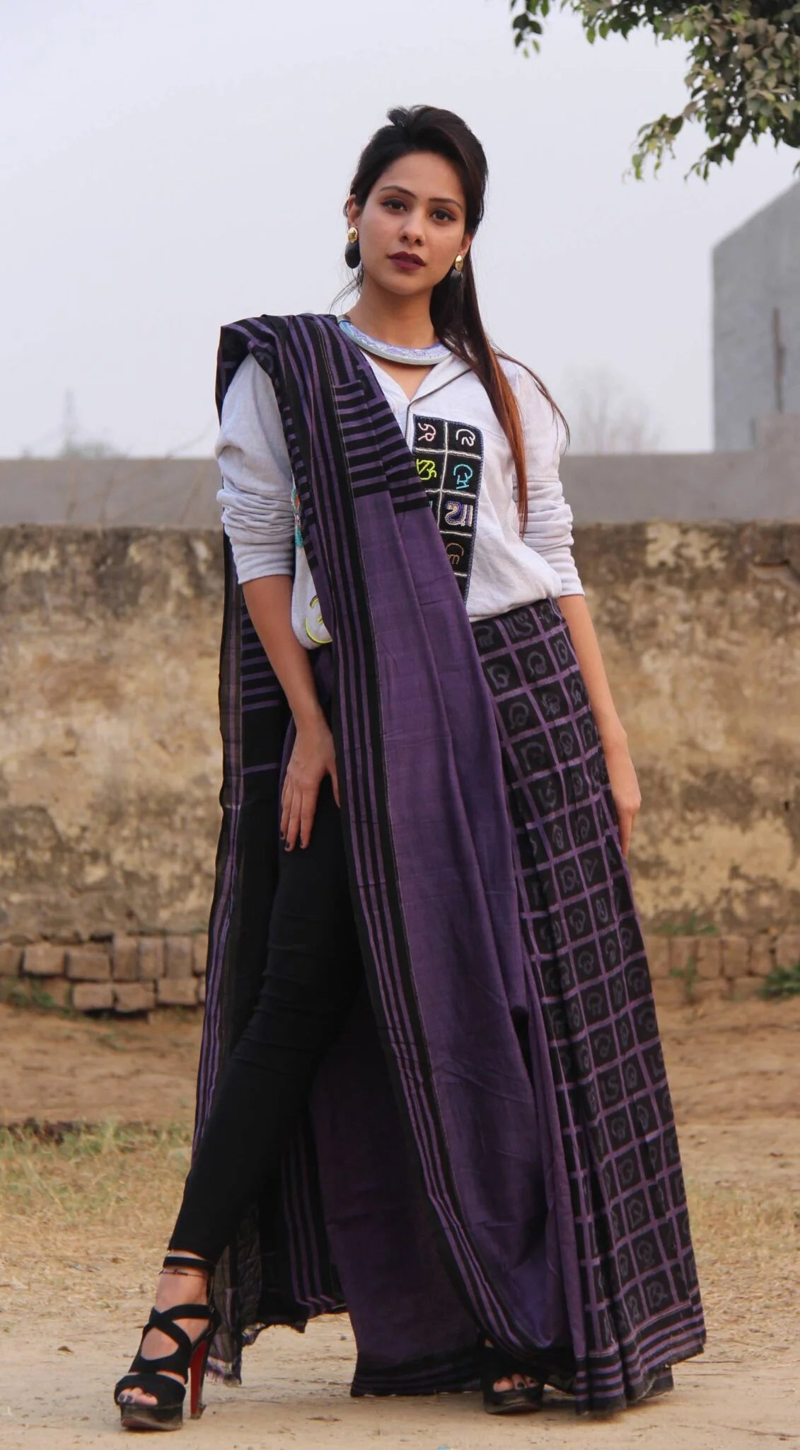 Calligraphy tiedye premium cotton saree