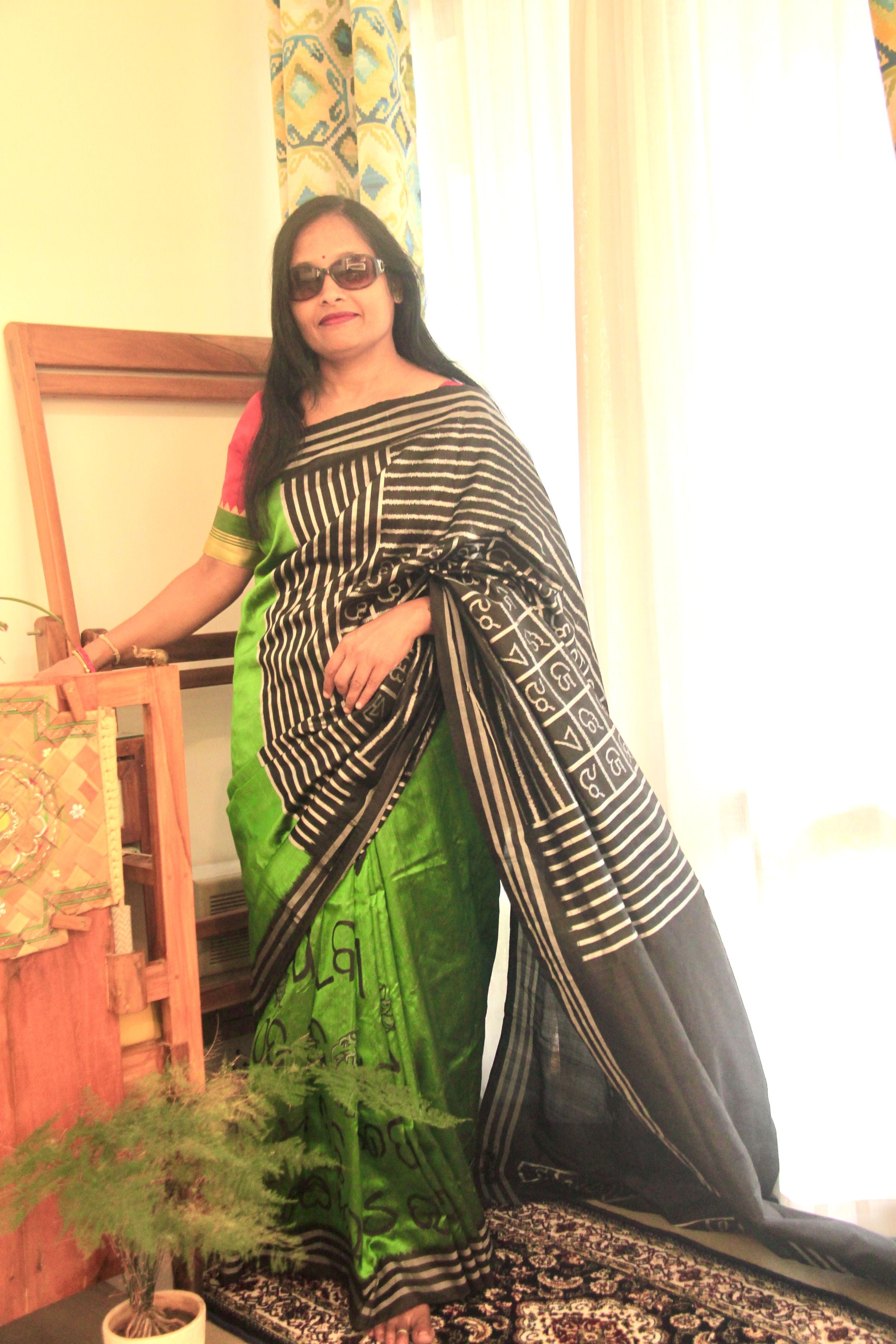 Mulberry silk handwoven & hand painted (patachitra) saree