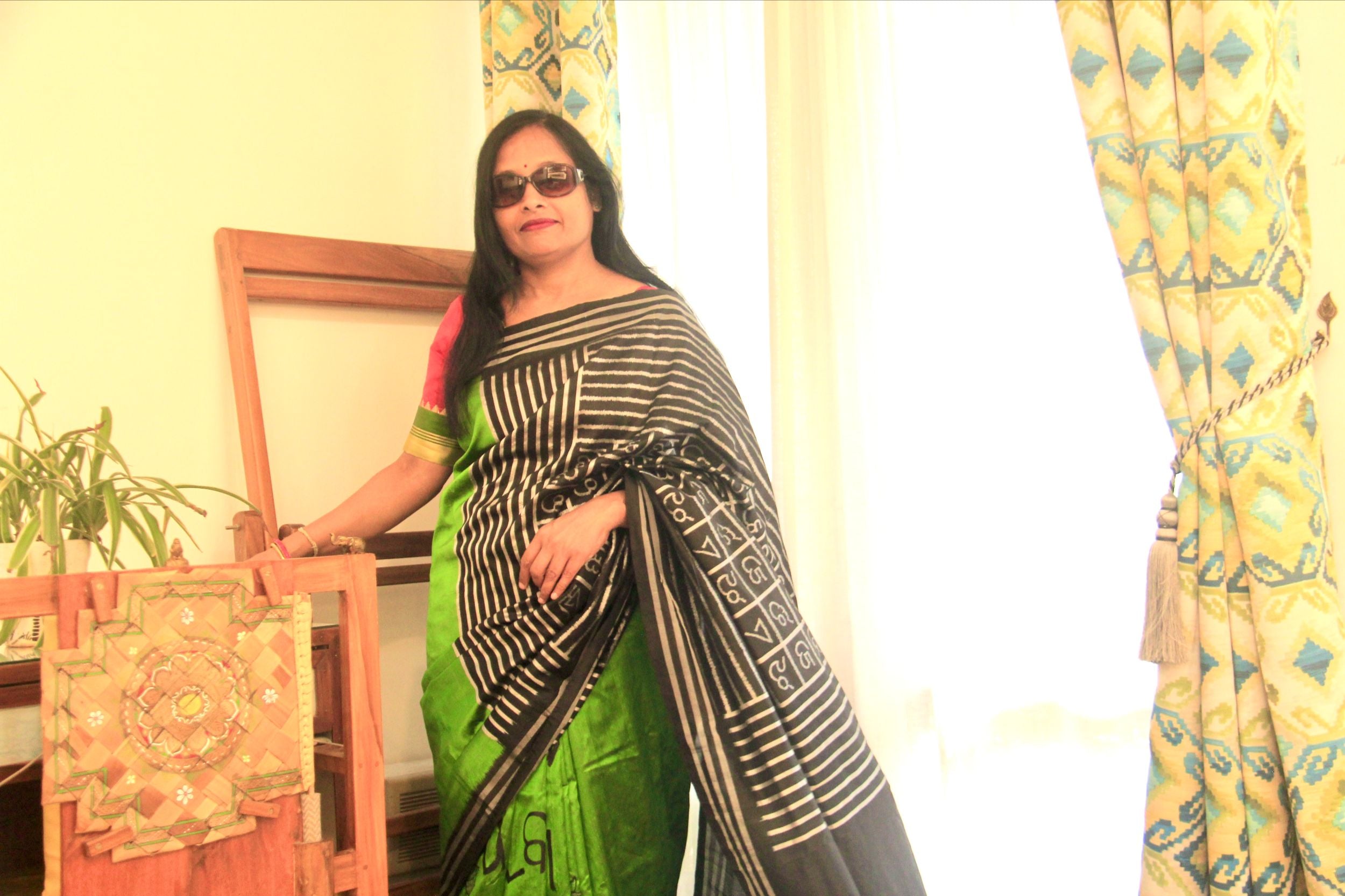 Mulberry silk handwoven & hand painted (patachitra) saree