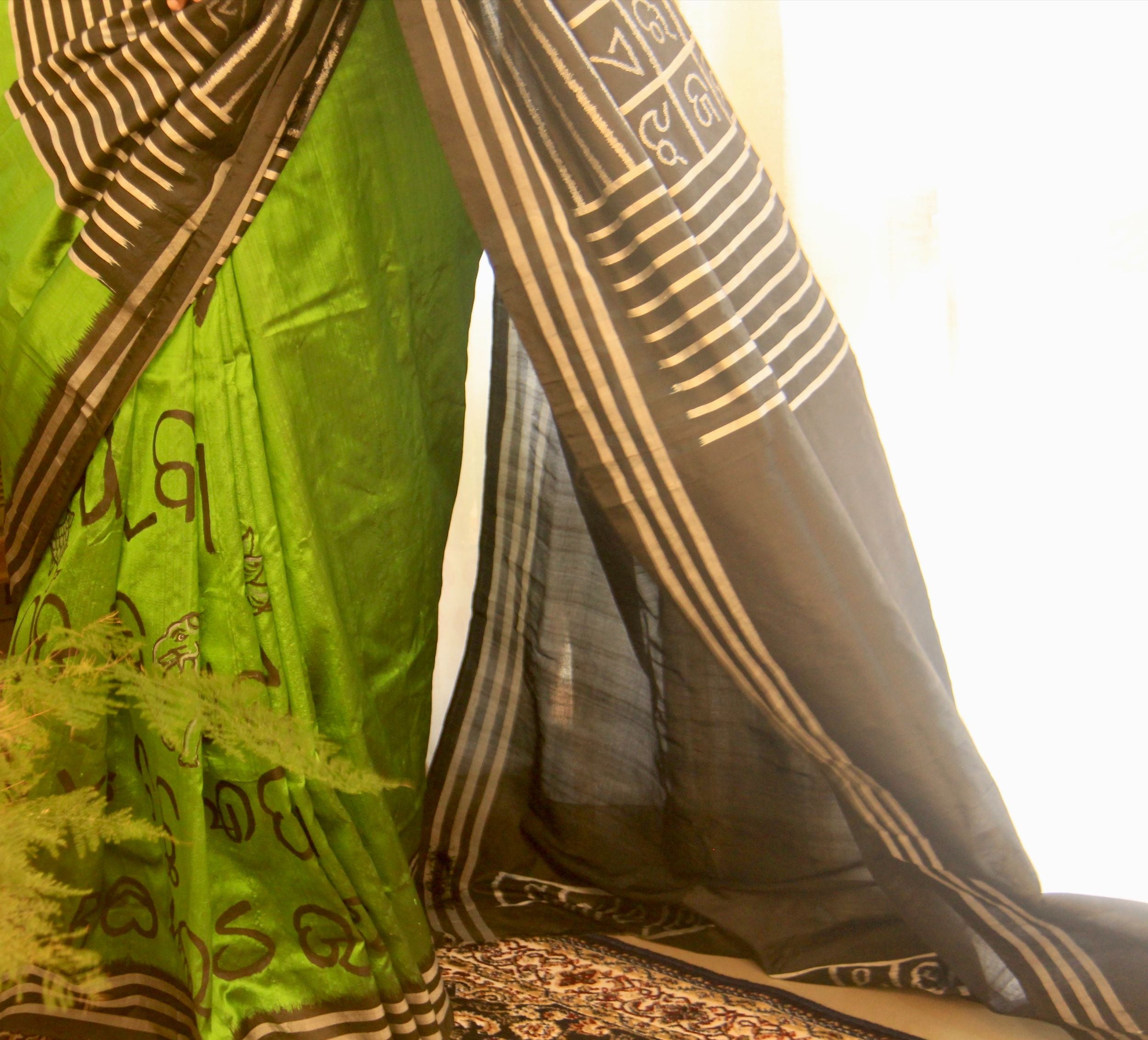 Mulberry silk handwoven & hand painted (patachitra) saree