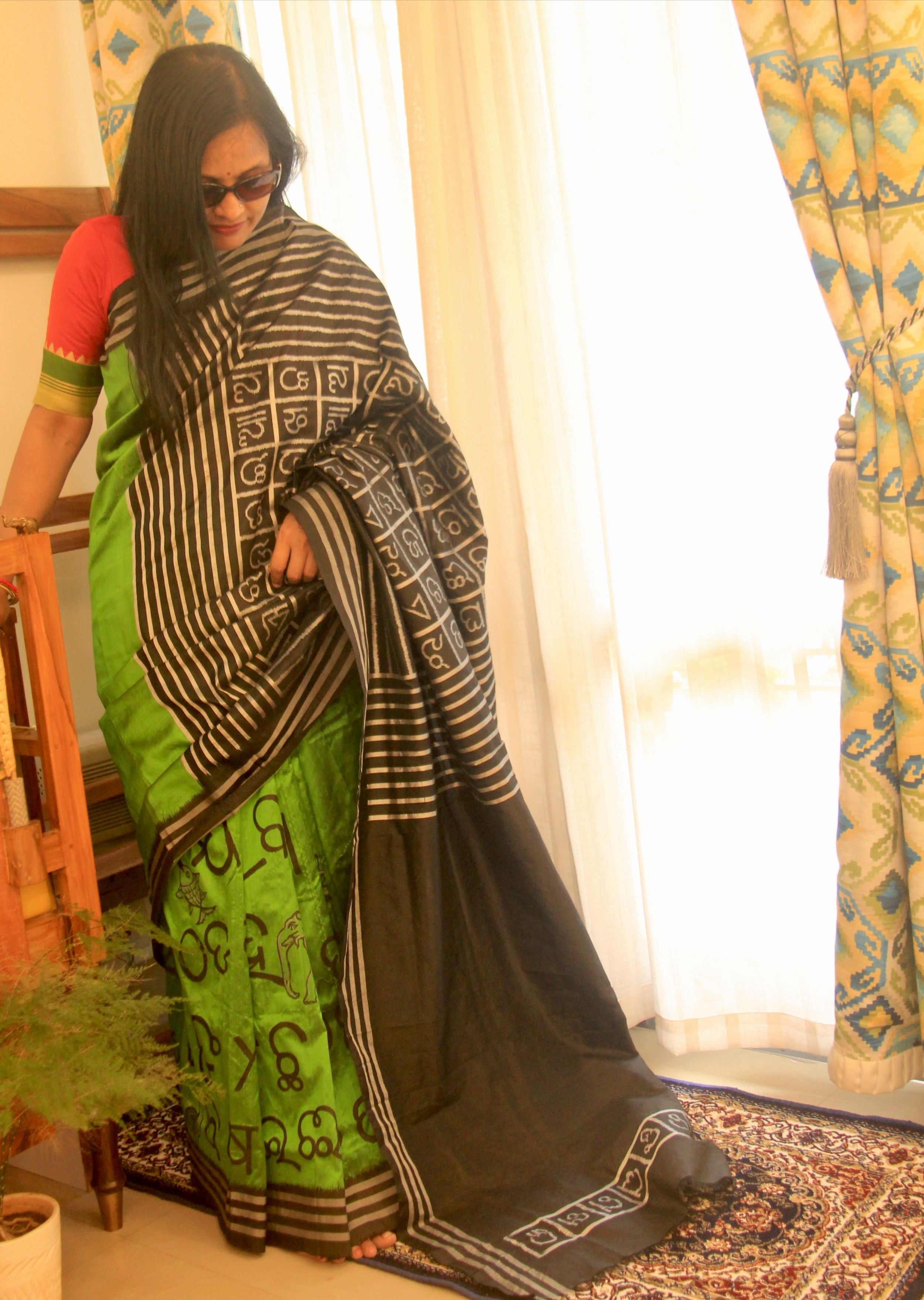 Mulberry silk handwoven & hand painted (patachitra) saree