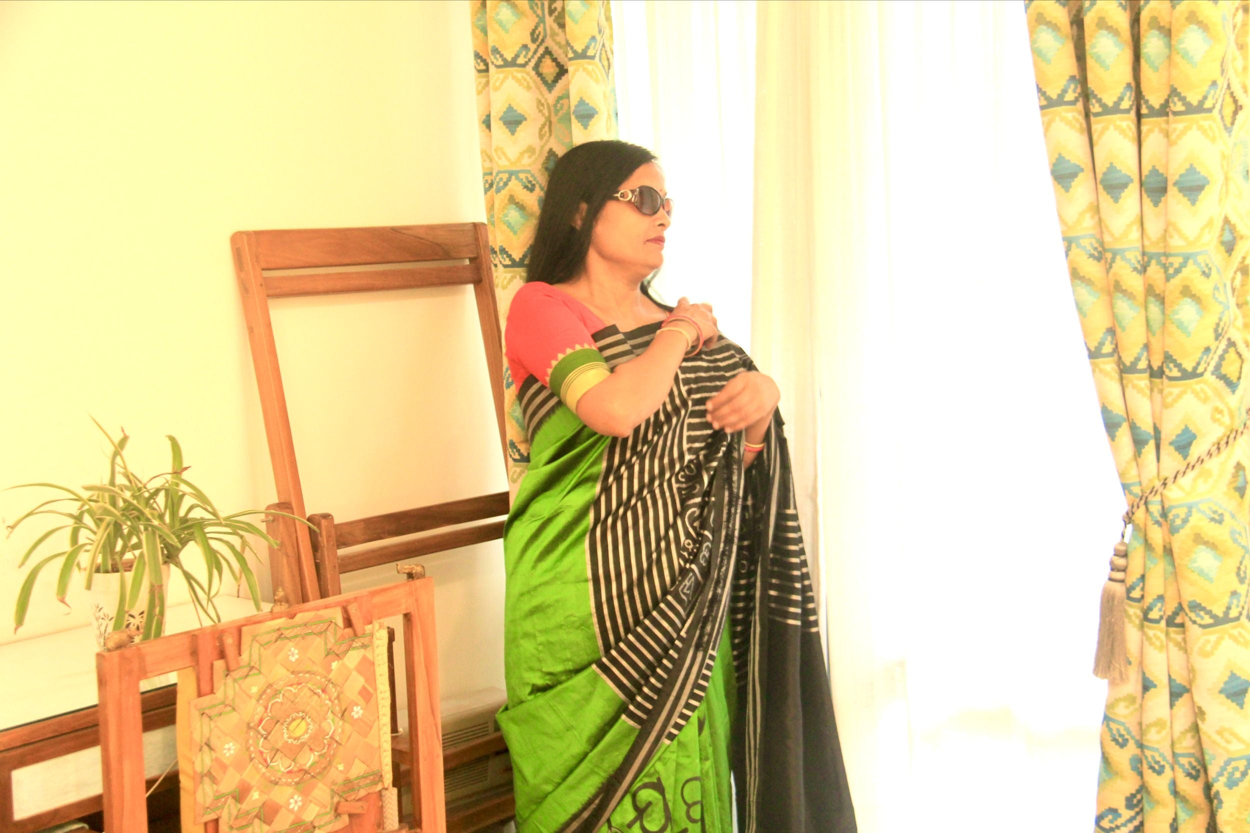Mulberry silk handwoven & hand painted (patachitra) saree