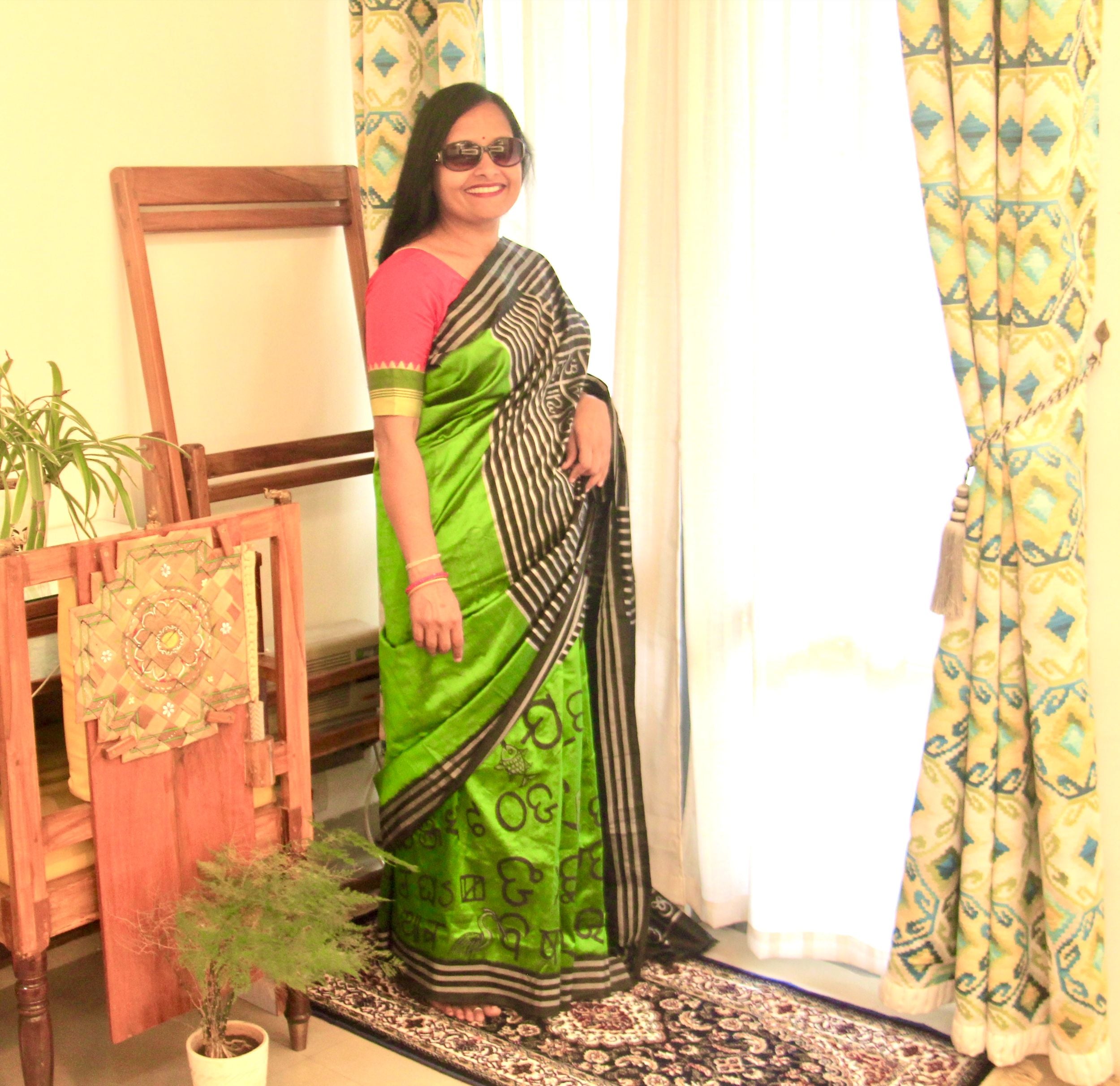 Mulberry silk handwoven & hand painted (patachitra) saree