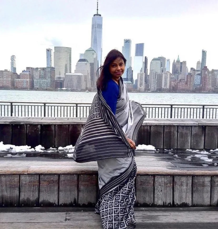 Literacy series Odia calligraphy tiedye ikat finest mulberry silk saree