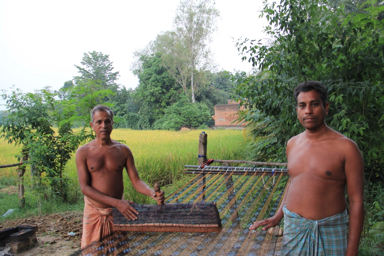 Abstract calligraphy tiedye ikat mulberry silk saree