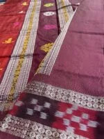 Peacock & Fishes and their true love story mulberry silk tie-dye ikat saree