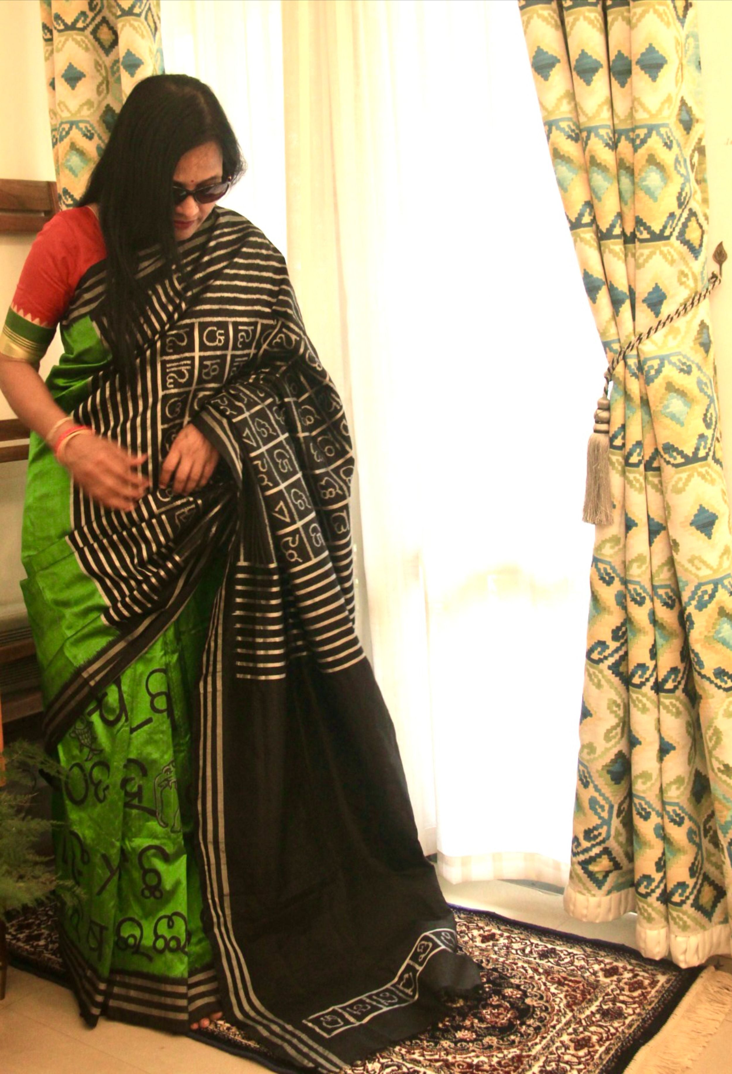 Mulberry silk handwoven & hand painted (patachitra) saree