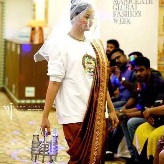 Countryside tiedye ikat mulberry silk saree