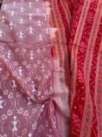 Lovingly Red silver gradient handwoven tie-dye ikat mulberry silk (Binding In unconventional love) saree.